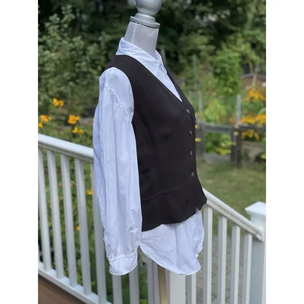 Vintage 90s Emanuel Ungaro Womens Brown Silk Button-Front Vest Luxury Staple, 12 - Picture 12 of 16
